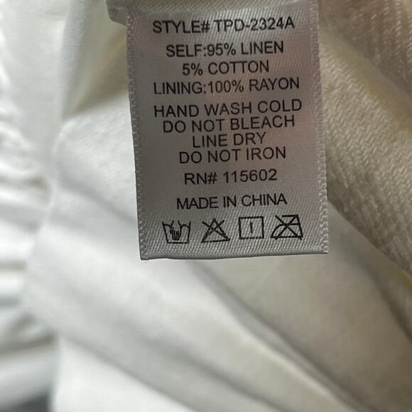 Impeccable Pig Linen Blend Cream Spaghetti Strap Dress with Ruffle Hem SIze M - Picture 7 of 8